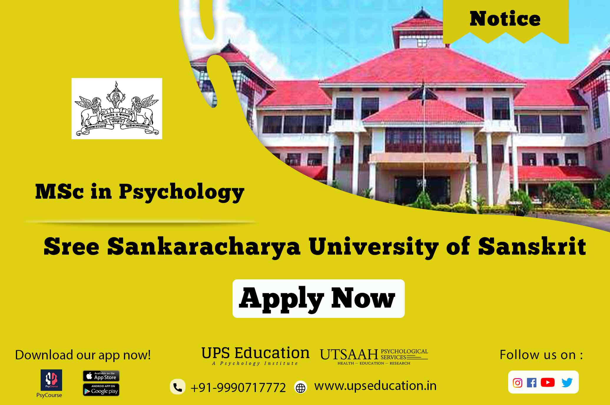 Sree Sankarachary University of Sanskrit, Kalady MSC in Psychology