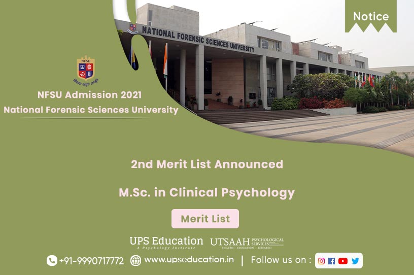NFSU, Merit list for M.Sc. in Clinical Psychology, Admission 2021—UPS Education