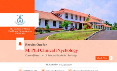 IMHANS, Kerala List of Selected Candidates for M.Phil Clinical Psychology Admission—UPS Education