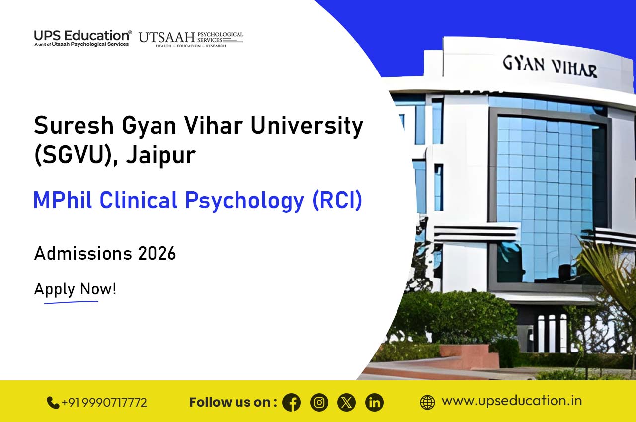 SGVU MPhil Clinical Psychology Admissions 2026 banner with university and programme details